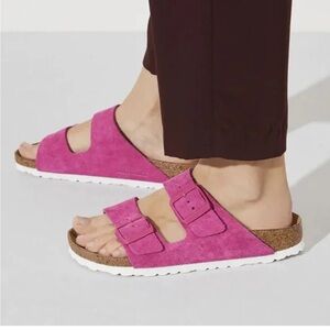 Birkenstock Pink Suede Sandals